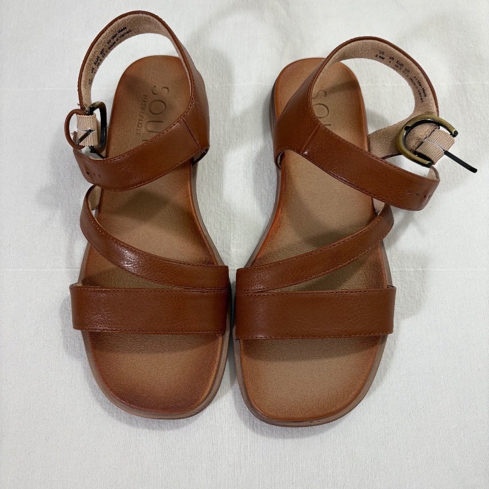 Soul Naturalizer Jayvee Ankle Strap Sandals Brown Faux Leather Size 6.5